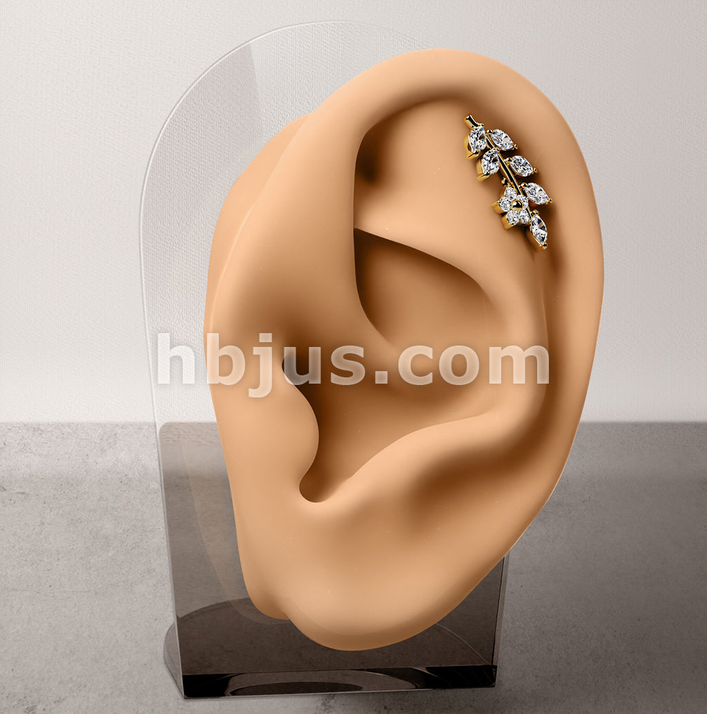316L Surgical Steel CZ Flower and Vine Top 316L Surgical Steel... - Image 5