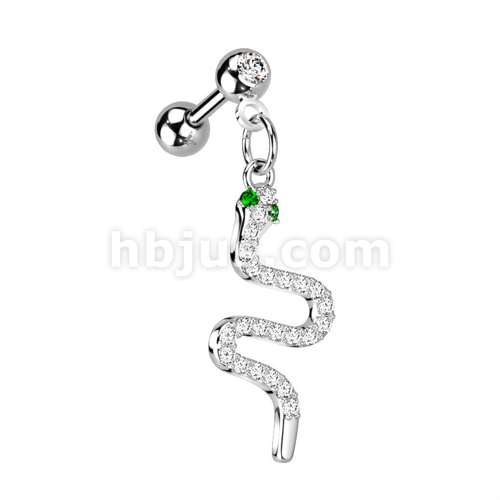 316L Surgical Steel CZ Pave Snake Dangle 316L Surgical Steel... - Image 2