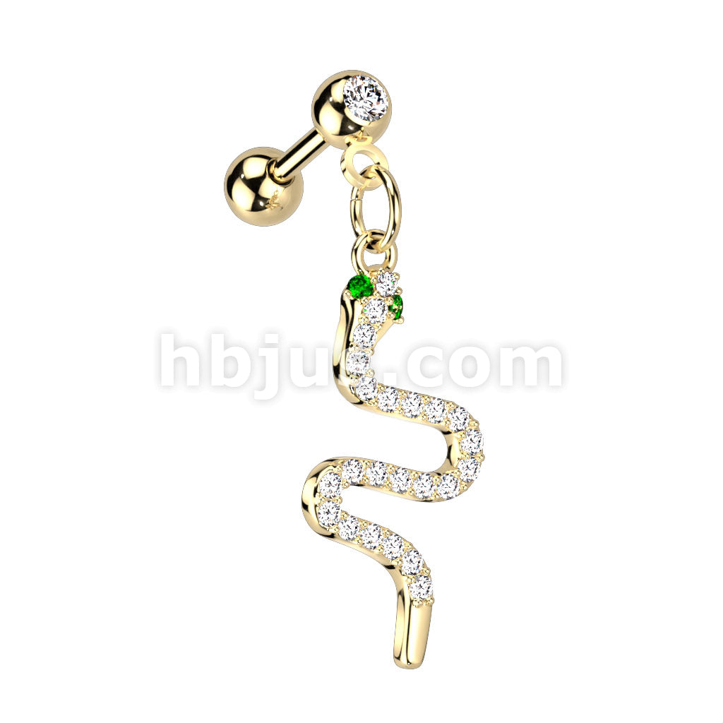 316L Surgical Steel CZ Pave Snake Dangle 316L Surgical Steel... - Image 3