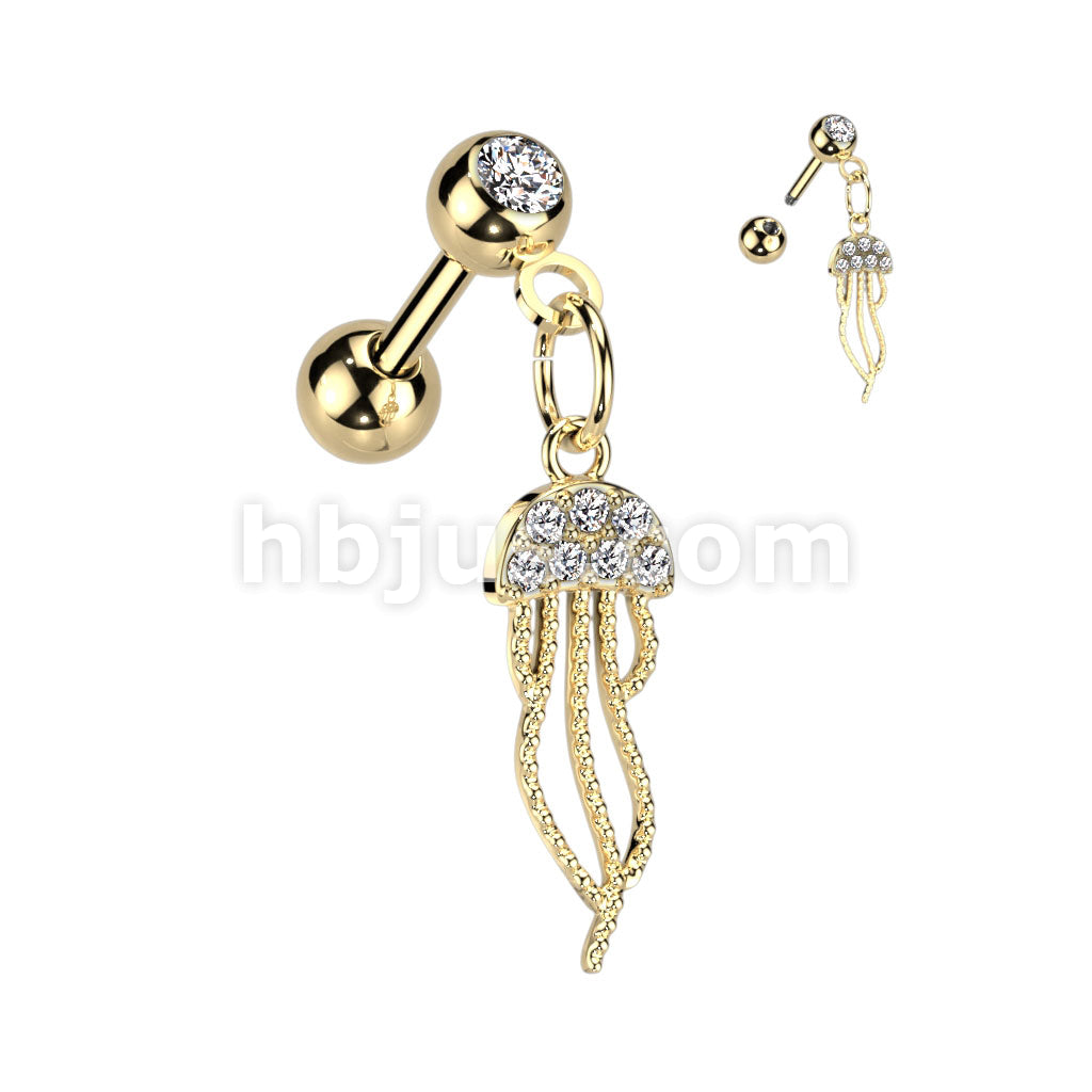 316L Surgical Steel CZ Pave Jellyfish Dangle 316L Surgical Steel... - Image 3