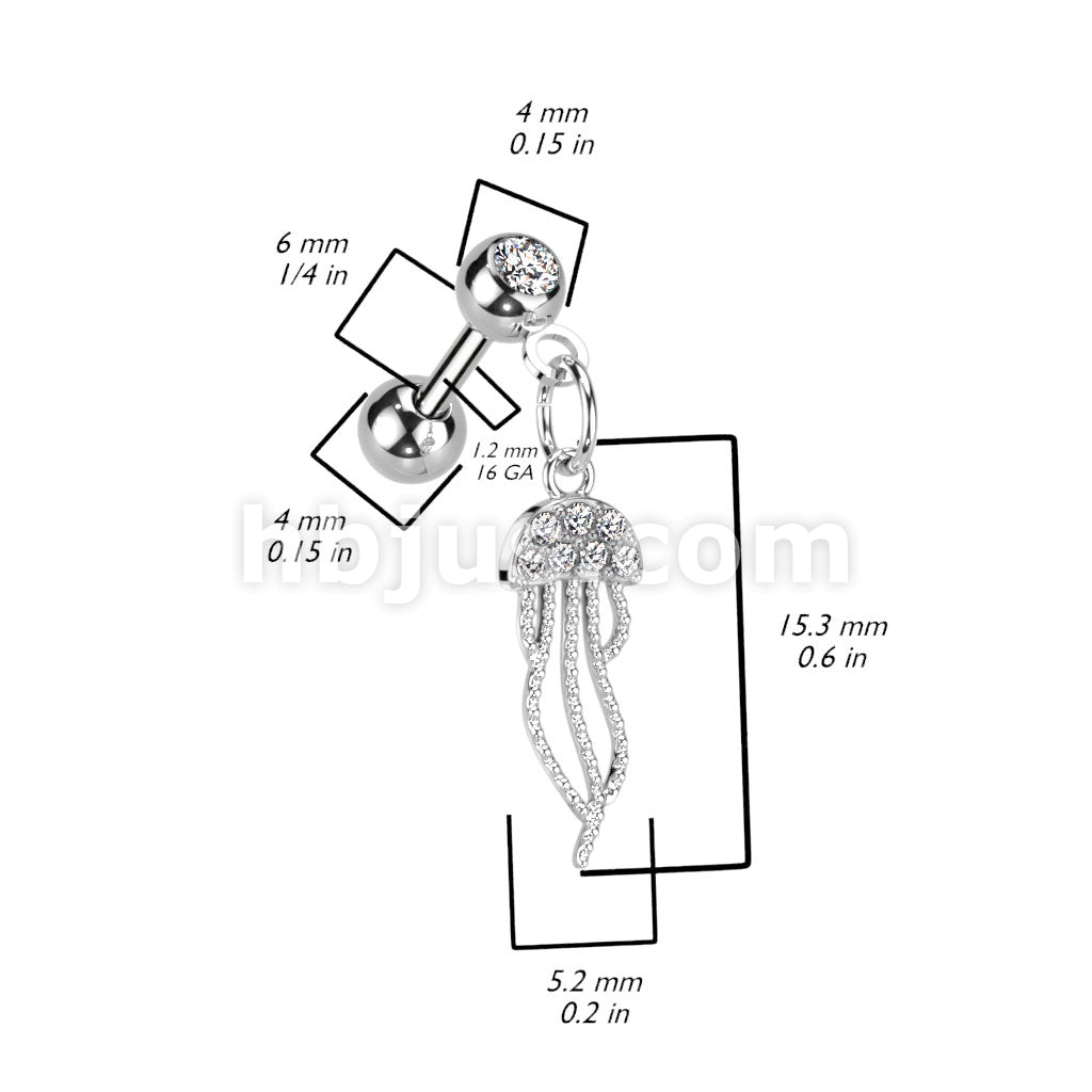 316L Surgical Steel CZ Pave Jellyfish Dangle 316L Surgical Steel... - Image 4