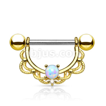 316L Surgical Steel Opal Centered Fligree Drop 316L Surgical Steel... - Image 2