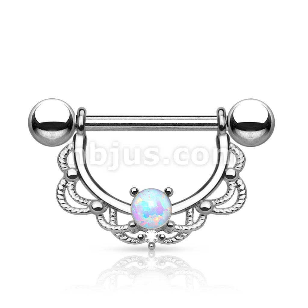 316L Surgical Steel Opal Centered Fligree Drop 316L Surgical Steel... - Image 4