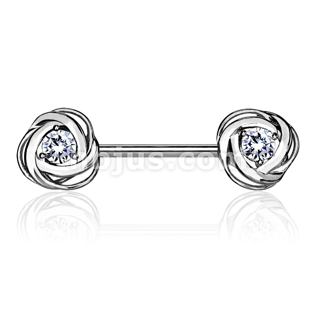 316L Surgical Steel CZ Centered Rose Blossom Ends 316L Surgical Steel... - Image 2