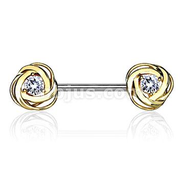 316L Surgical Steel CZ Centered Rose Blossom Ends 316L Surgical Steel... - Image 3