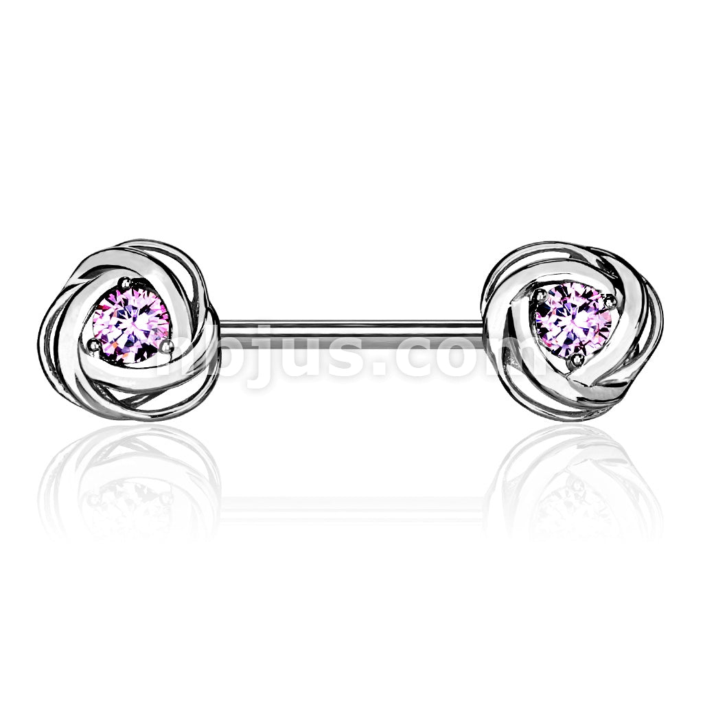 316L Surgical Steel CZ Centered Rose Blossom Ends 316L Surgical Steel... - Image 4