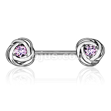 316L Surgical Steel CZ Centered Rose Blossom Ends 316L Surgical Steel... - Image 4