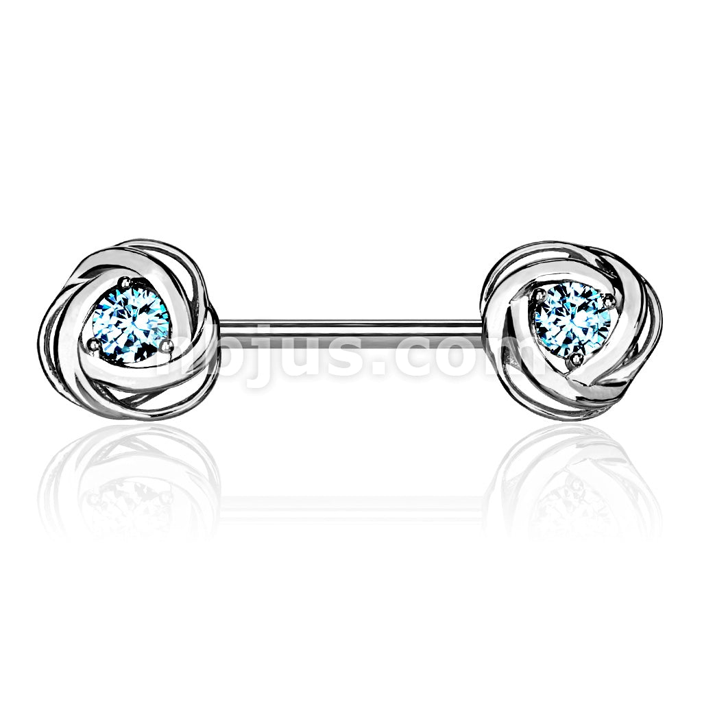 316L Surgical Steel CZ Centered Rose Blossom Ends 316L Surgical Steel... - Image 5