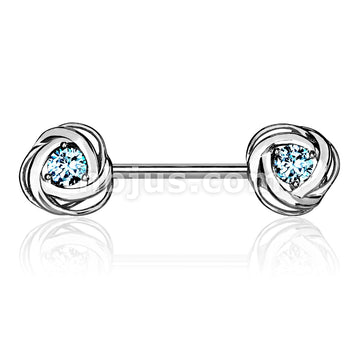 316L Surgical Steel CZ Centered Rose Blossom Ends 316L Surgical Steel... - Image 5