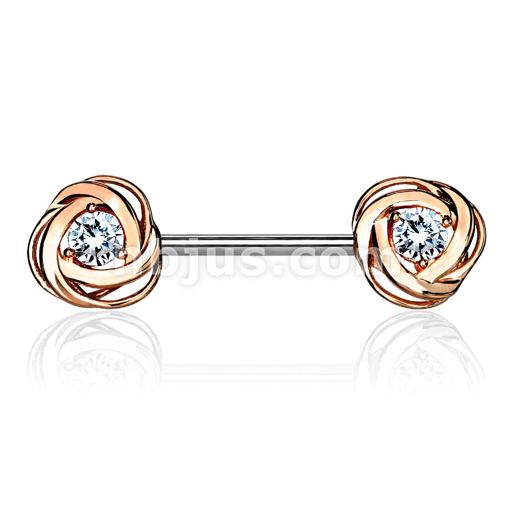 316L Surgical Steel CZ Centered Rose Blossom Ends 316L Surgical Steel... - Image 6