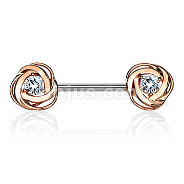 316L Surgical Steel CZ Centered Rose Blossom Ends 316L Surgical Steel... - Image 6