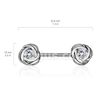 316L Surgical Steel CZ Centered Rose Blossom Ends 316L Surgical Steel... - Image 7