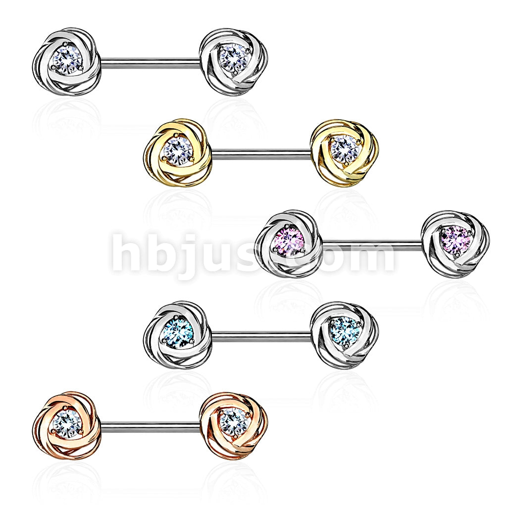 316L Surgical Steel CZ Centered Rose Blossom Ends 316L Surgical Steel... - Image 8