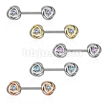316L Surgical Steel CZ Centered Rose Blossom Ends 316L Surgical Steel... - Image 8