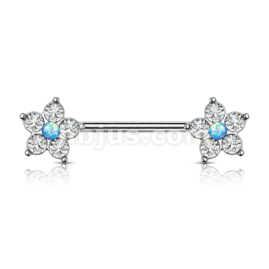 316L Surgical Steel 5 CZ Flower with Opal Glitter Center 316L Surgical... - Image 3