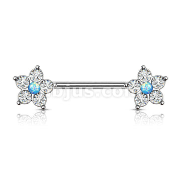 316L Surgical Steel 5 CZ Flower with Opal Glitter Center 316L Surgical... - Image 3