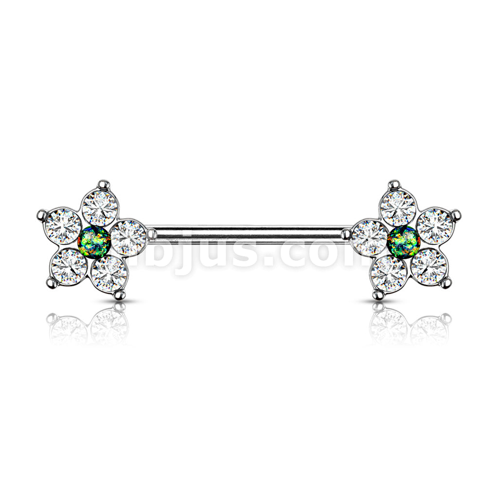 316L Surgical Steel 5 CZ Flower with Opal Glitter Center 316L Surgical... - Image 4
