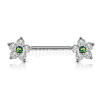 316L Surgical Steel 5 CZ Flower with Opal Glitter Center 316L Surgical... - Image 4