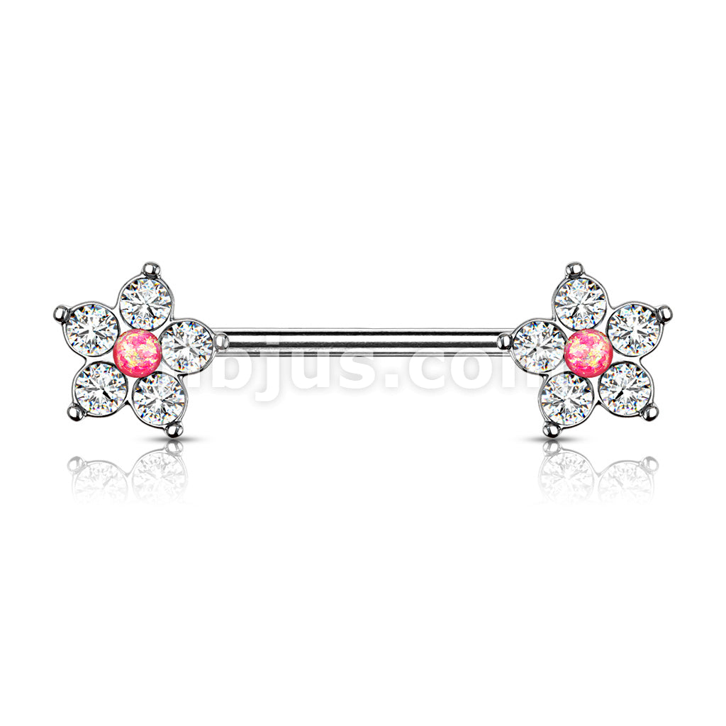 316L Surgical Steel 5 CZ Flower with Opal Glitter Center 316L Surgical... - Image 5