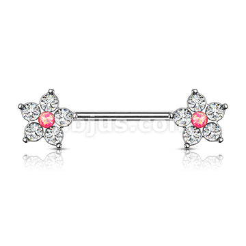 316L Surgical Steel 5 CZ Flower with Opal Glitter Center 316L Surgical... - Image 5