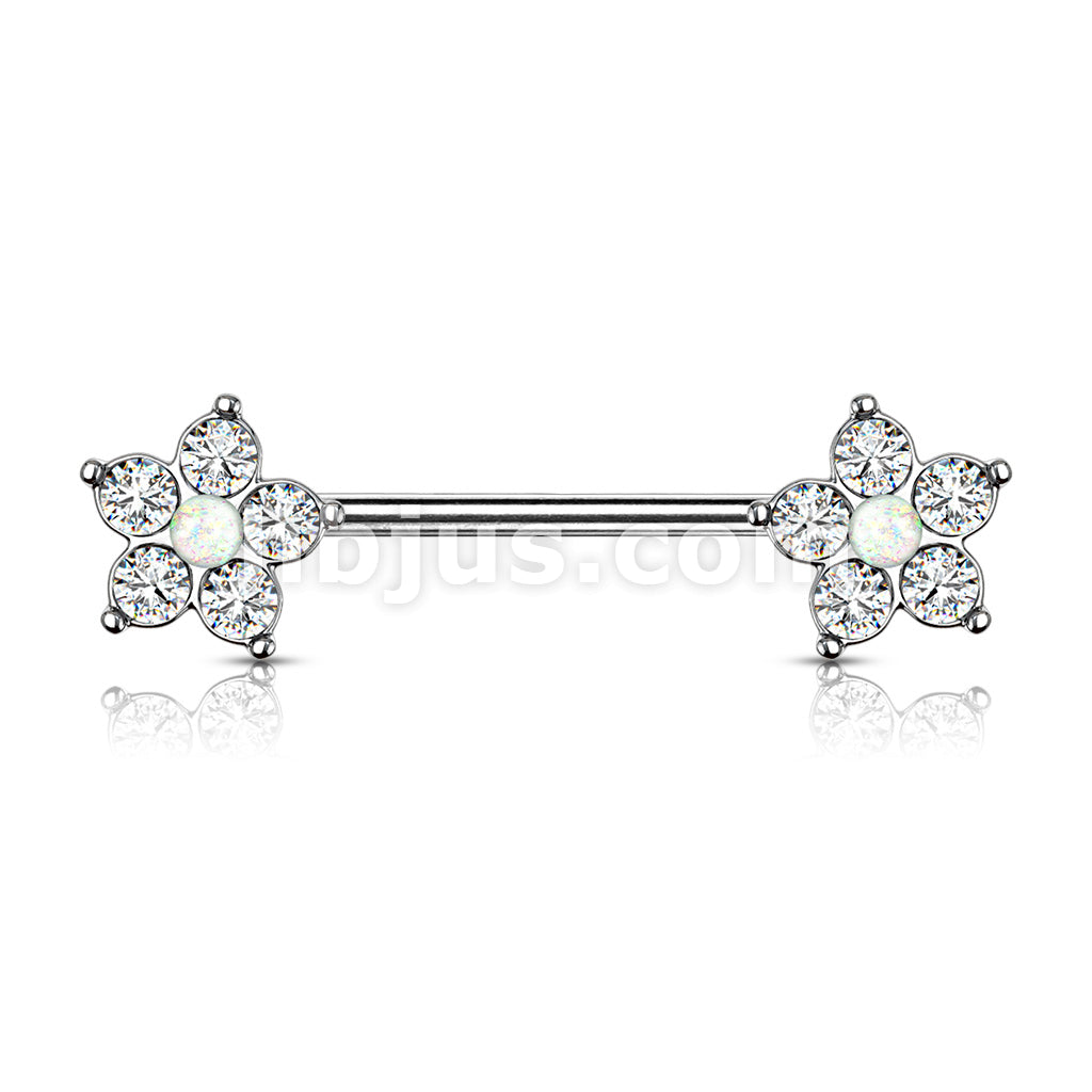 316L Surgical Steel 5 CZ Flower with Opal Glitter Center 316L Surgical... - Image 6