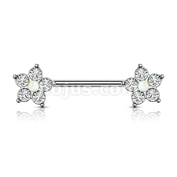 316L Surgical Steel 5 CZ Flower with Opal Glitter Center 316L Surgical... - Image 6