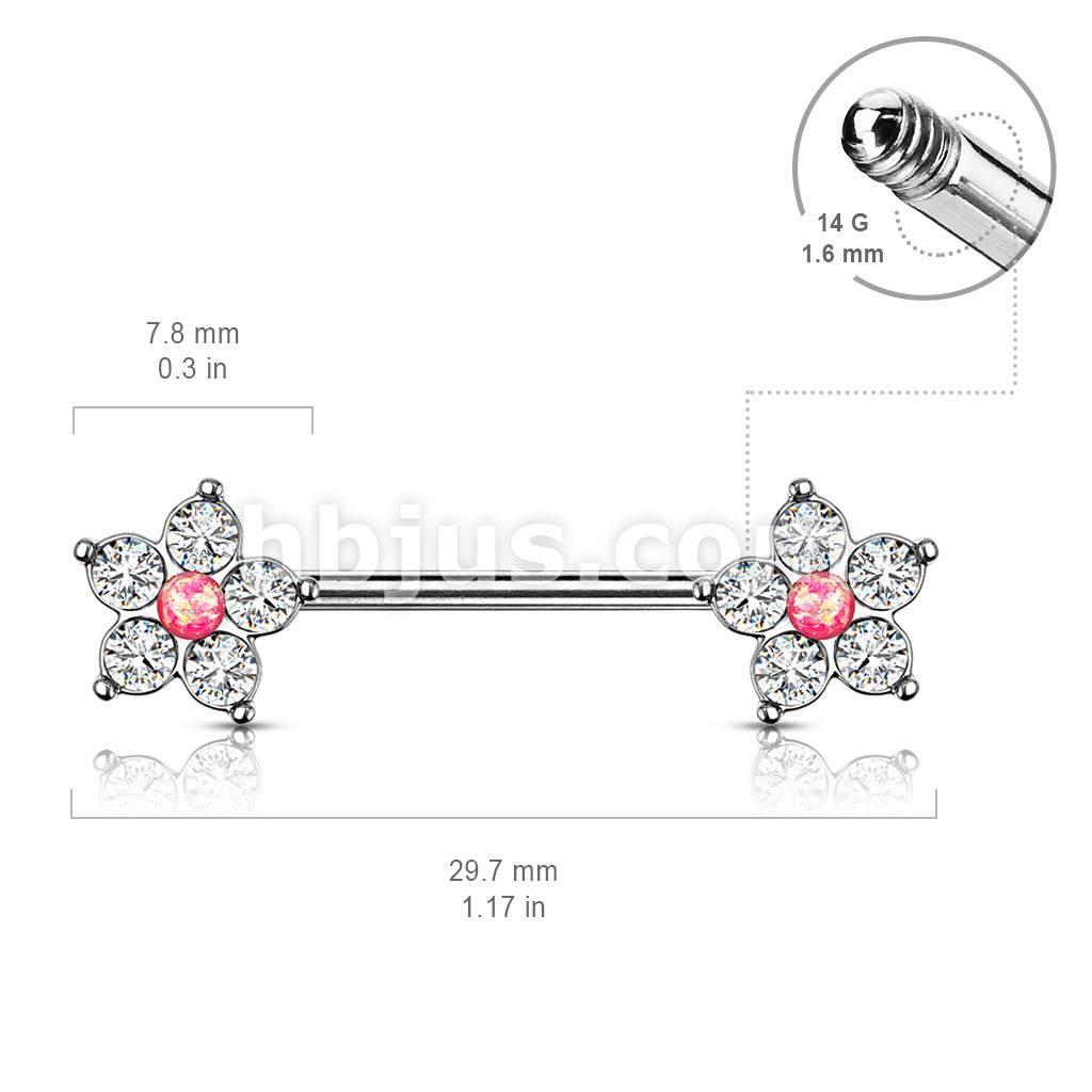 316L Surgical Steel 5 CZ Flower with Opal Glitter Center 316L Surgical... - Image 7