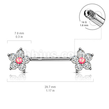 316L Surgical Steel 5 CZ Flower with Opal Glitter Center 316L Surgical... - Image 7