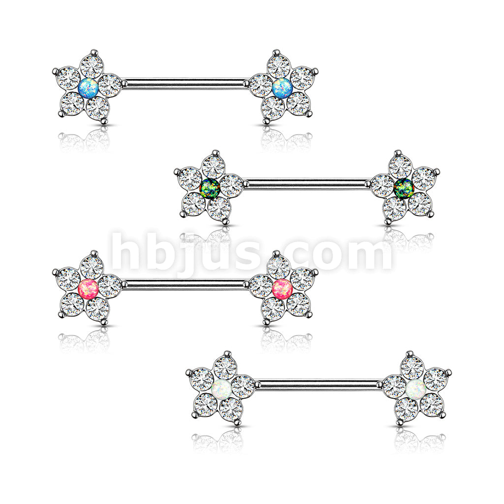 316L Surgical Steel 5 CZ Flower with Opal Glitter Center 316L Surgical... - Image 8