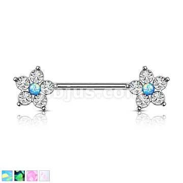 316L Surgical Steel 5 CZ Flower with Opal Glitter Center 316L Surgical... - Image 2