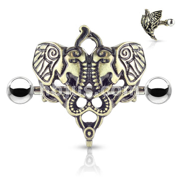 316L Surgical Steel Two Elephants 316L Surgical Steel Nipple Shield Ring - Image 3