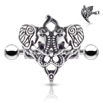316L Surgical Steel Two Elephants 316L Surgical Steel Nipple Shield Ring - Image 4