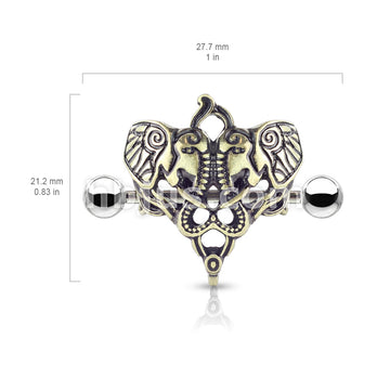 316L Surgical Steel Two Elephants 316L Surgical Steel Nipple Shield Ring - Image 5