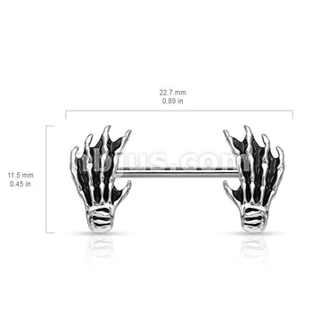 316L Surgical Steel Skull Hand Ends 316L Surgical Steel Barbell Nipple... - Image 3