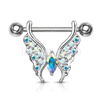316L Surgical Steel Marquise Crystal Center Crystal Paved Butterfly... - Image 3
