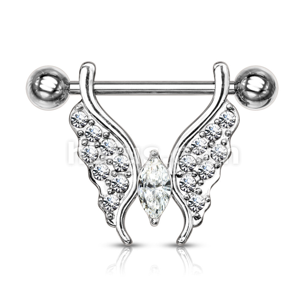 316L Surgical Steel Marquise Crystal Center Crystal Paved Butterfly... - Image 4