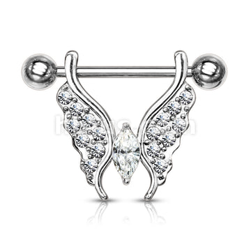 316L Surgical Steel Marquise Crystal Center Crystal Paved Butterfly... - Image 4
