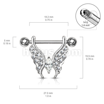 316L Surgical Steel Marquise Crystal Center Crystal Paved Butterfly... - Image 8