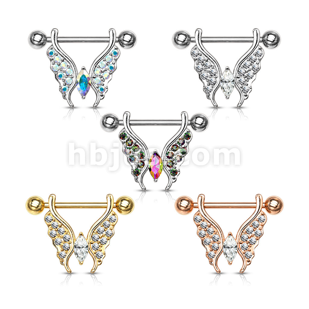 316L Surgical Steel Marquise Crystal Center Crystal Paved Butterfly... - Image 9