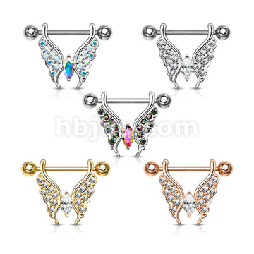 316L Surgical Steel Marquise Crystal Center Crystal Paved Butterfly... - Image 9