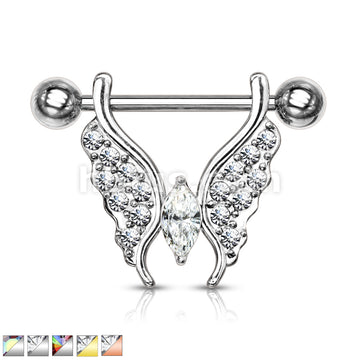 316L Surgical Steel Marquise Crystal Center Crystal Paved Butterfly... - Image 2