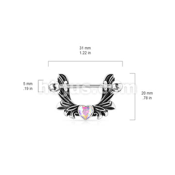 316L Surgical Steel Angel Wings With Heart-Centered Crystal 316L... - Image 5
