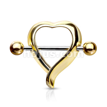 316L Surgical Steel Heart Shaped 316L Surgical Steel Nipple Shield Ring - Image 3
