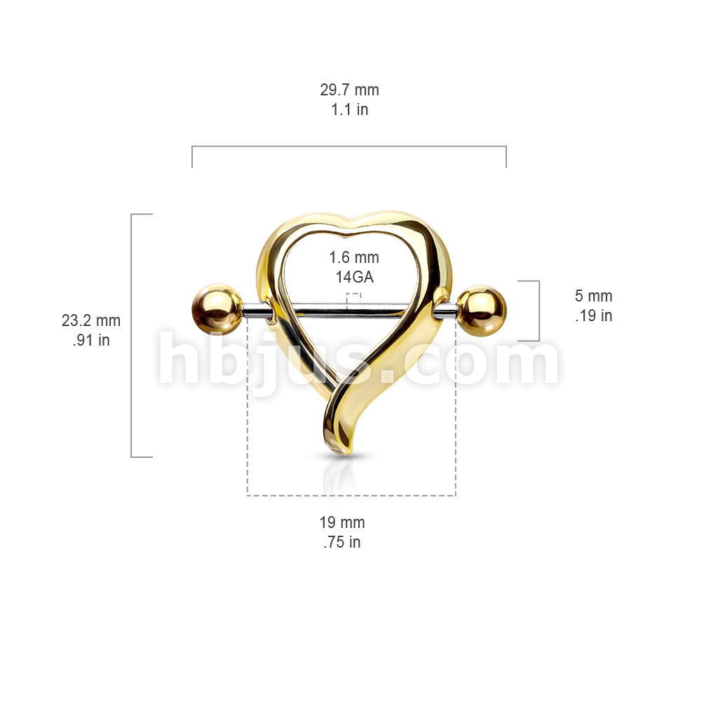 316L Surgical Steel Heart Shaped 316L Surgical Steel Nipple Shield Ring - Image 6