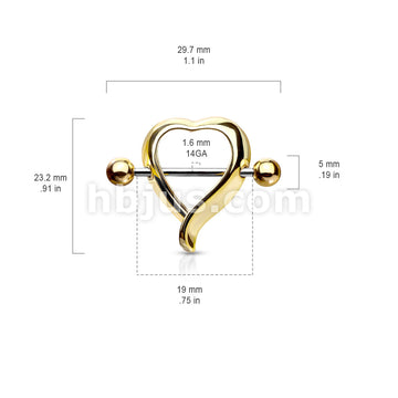 316L Surgical Steel Heart Shaped 316L Surgical Steel Nipple Shield Ring - Image 6