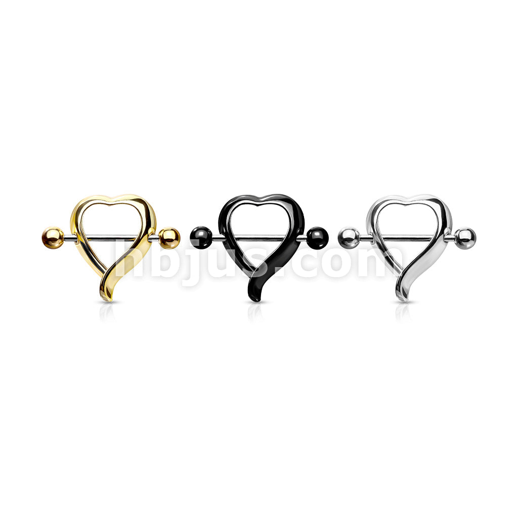 316L Surgical Steel Heart Shaped 316L Surgical Steel Nipple Shield Ring - Image 7