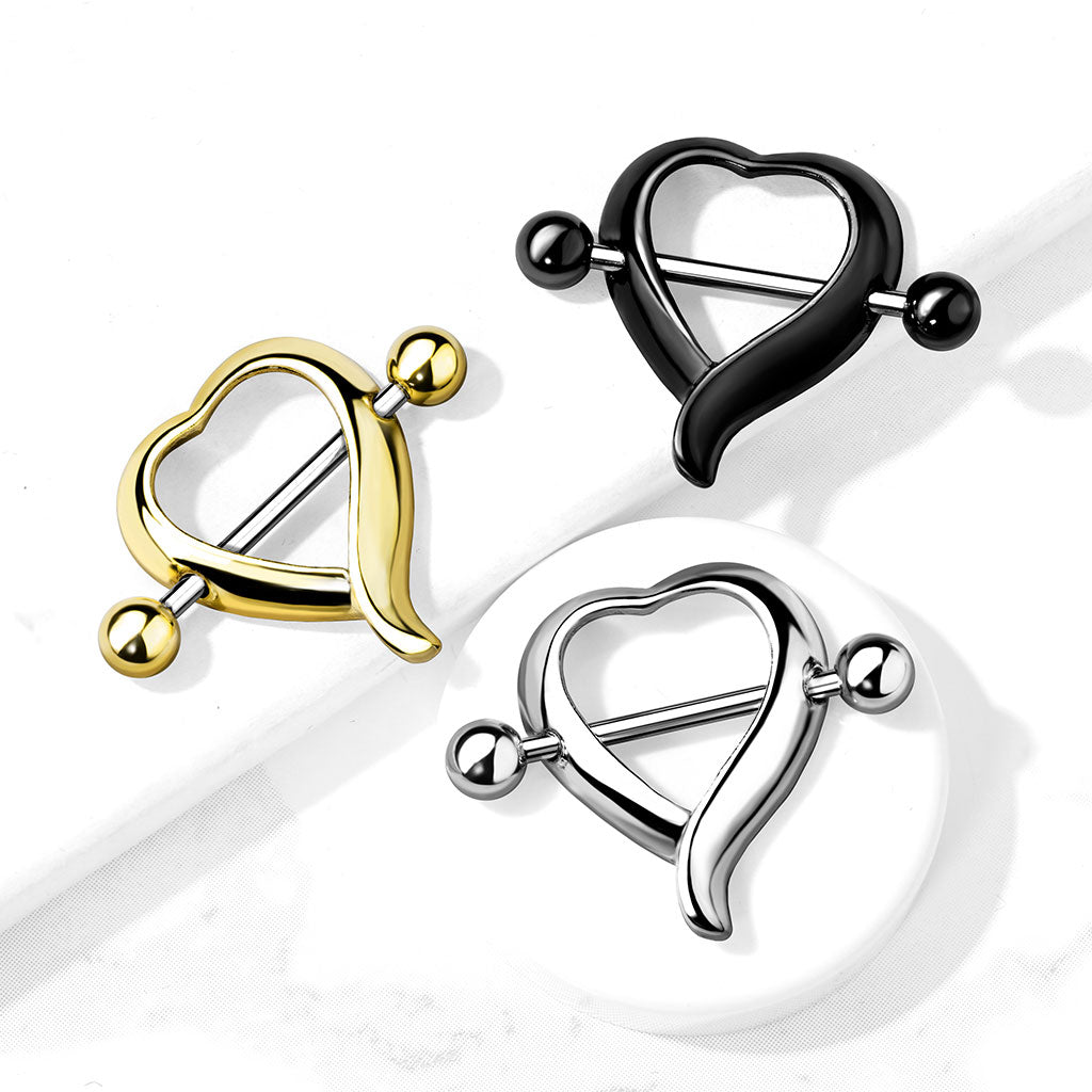 316L Surgical Steel Heart Shaped 316L Surgical Steel Nipple Shield Ring