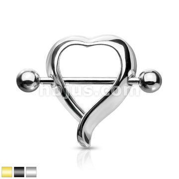 316L Surgical Steel Heart Shaped 316L Surgical Steel Nipple Shield Ring - Image 2
