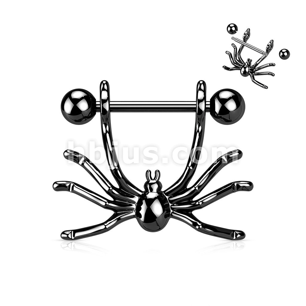 316L Surgical Steel Hanging Spider 316L Surgical Steel Nipple Shield Ring - Image 2