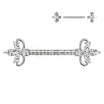 316L Surgical Steel Double Heart 3 Marquise CZ 316L Surgical Steel... - Image 2